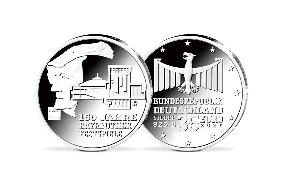 35-Euro-Silbermünze 150 Jahre Richard-Wagner-Festspiele Bayreuth in Spiegelglanz