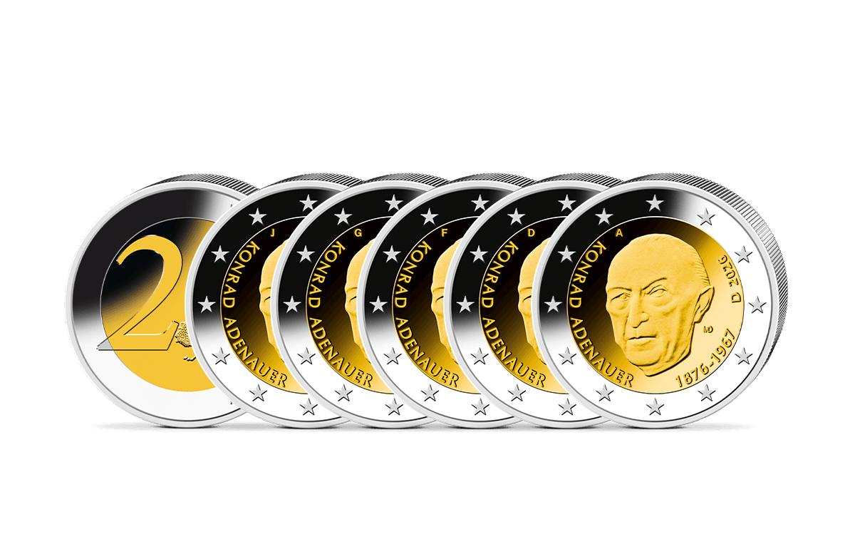 2-Euro-Gedenkmünzen Satz Konrad Adenauer