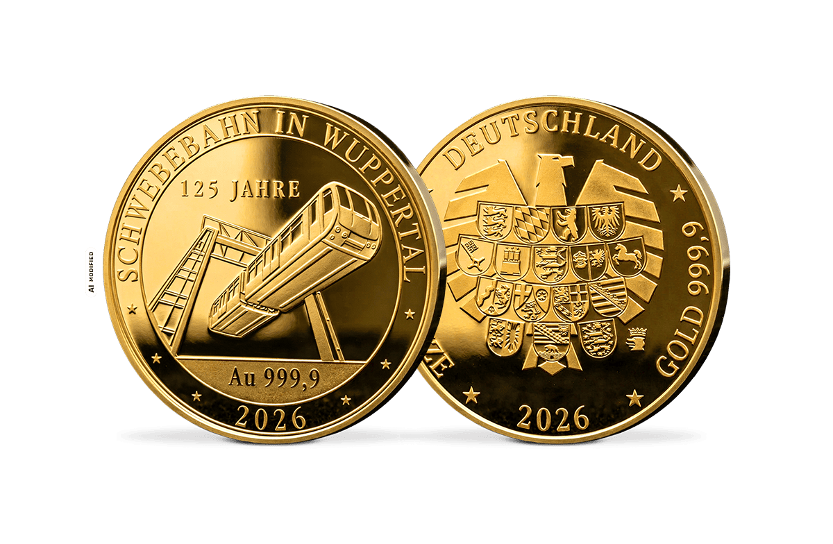 Gold-Gedenkprägung 125 Jahre Schwebebahn in Wuppertal