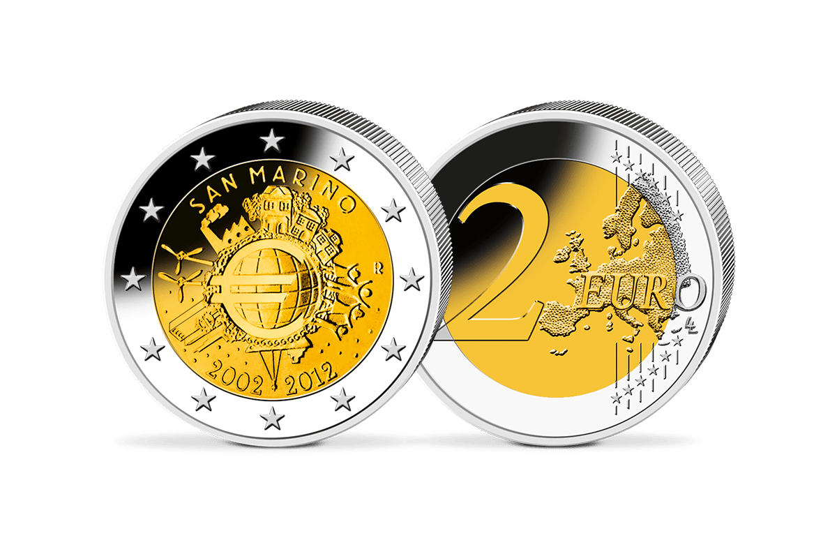2-Euro-Gedenkmünze San Marino 10 Jahre Euro