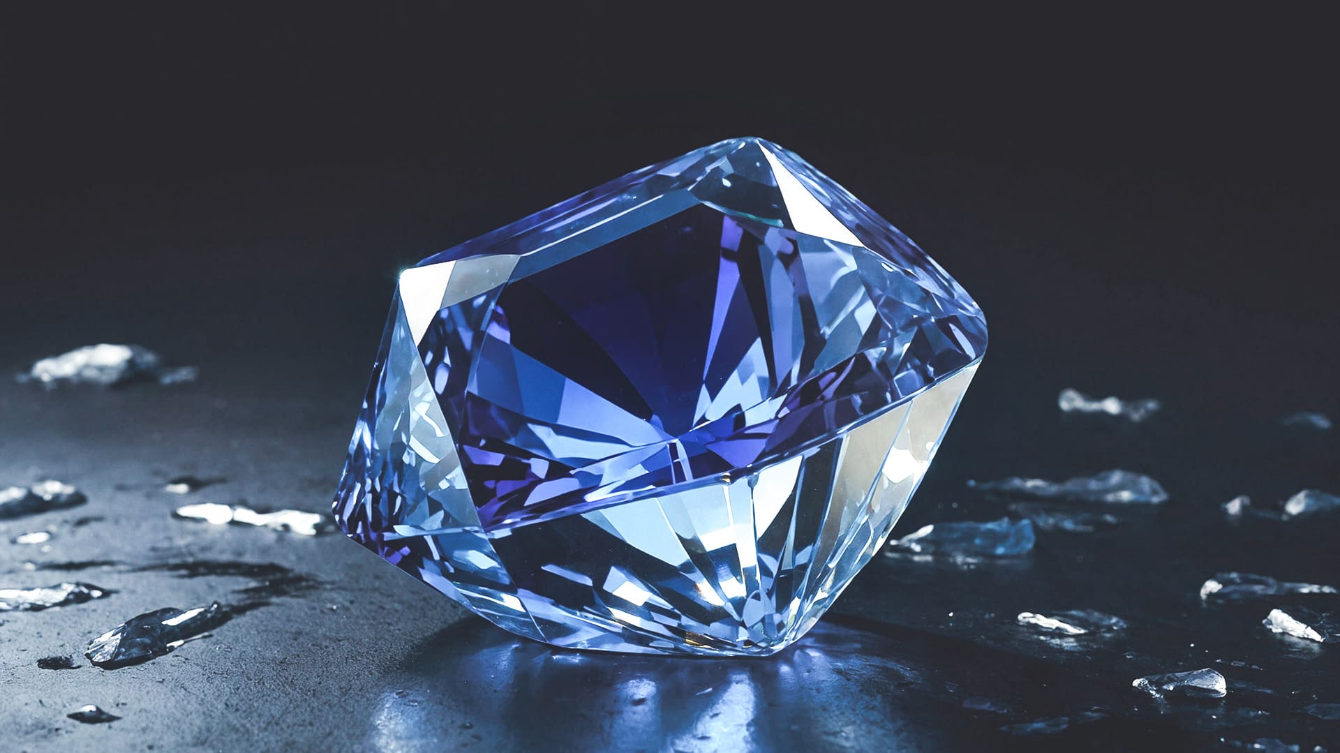 Großer Diamant auf einem dunklen Hintergrund Großer Diamant auf einem dunklen Hintergrund
