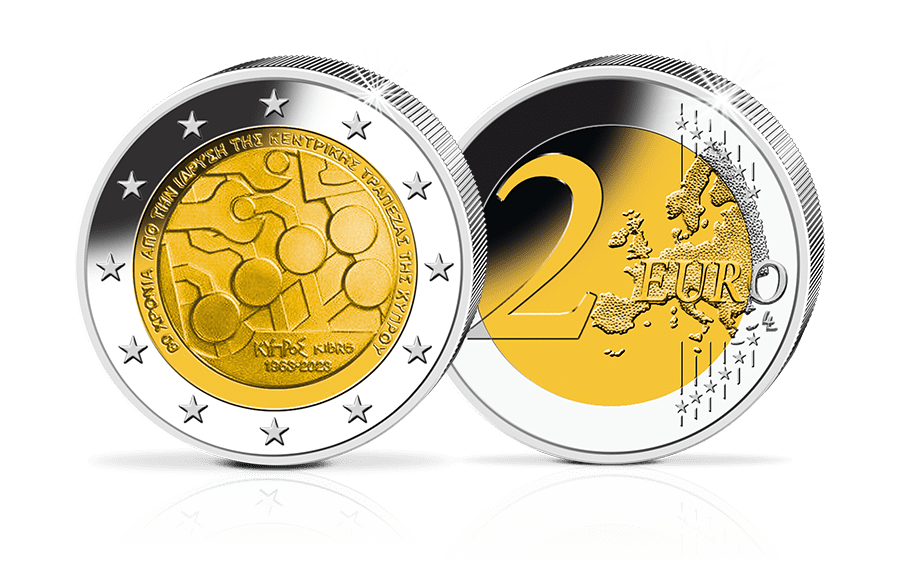 2-Euro-Gedenkmünze Zypern 2023 - 60. Jahrestag der Zentralbank Zypern 2-Euro-Gedenkmünze Zypern 2023 - 60. Jahrestag der Zentralbank Zypern