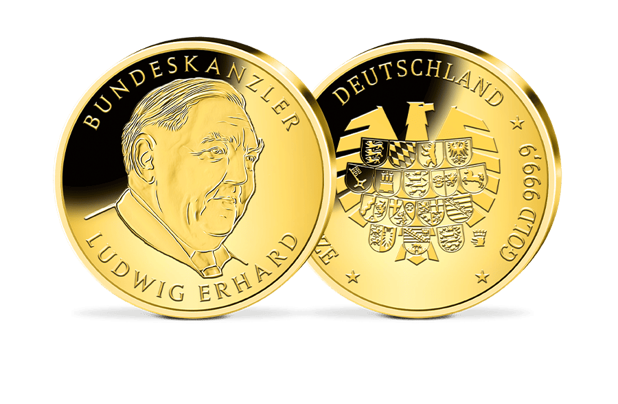 Gold-Prägung Bundeskanzler Ludwig Erhard