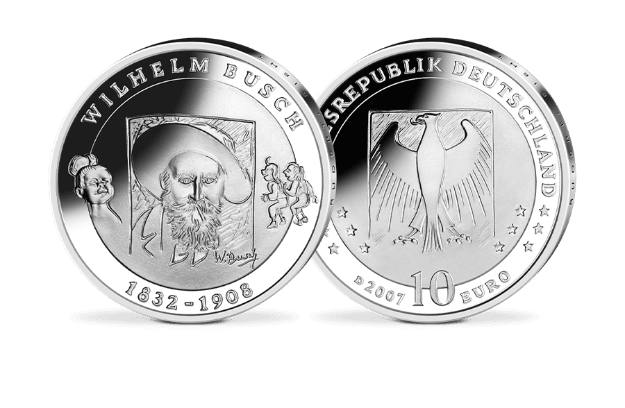 10-Euro-Münze 175. Geburtstag Wilhelm Busch