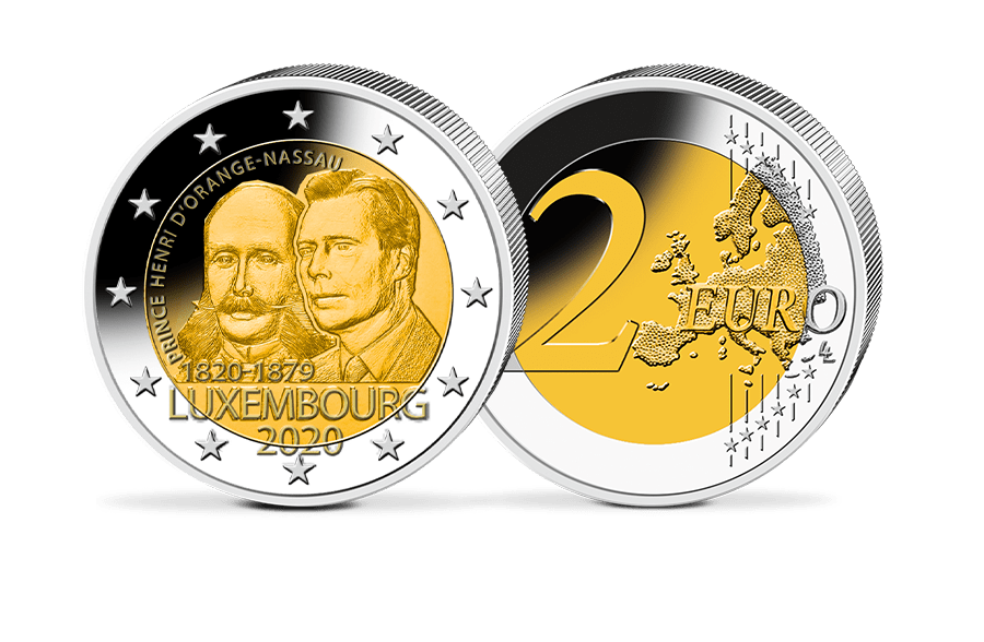 2-Euro Gedenkmünze Luxemburg 200. Geburtstag von Prinz Henri 2-Euro Gedenkmünze Luxemburg 200. Geburtstag von Prinz Henri