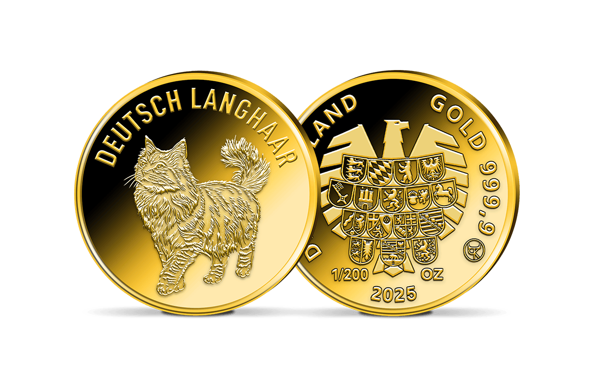 Gold-Gedenkprägung Deutsch Langhaar Katze