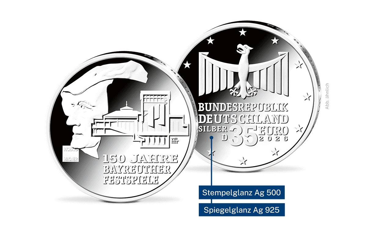 35-Euro-Silbermünze 150 Jahre Richard-Wagner-Festspiele Bayreuth in Spiegelglanz