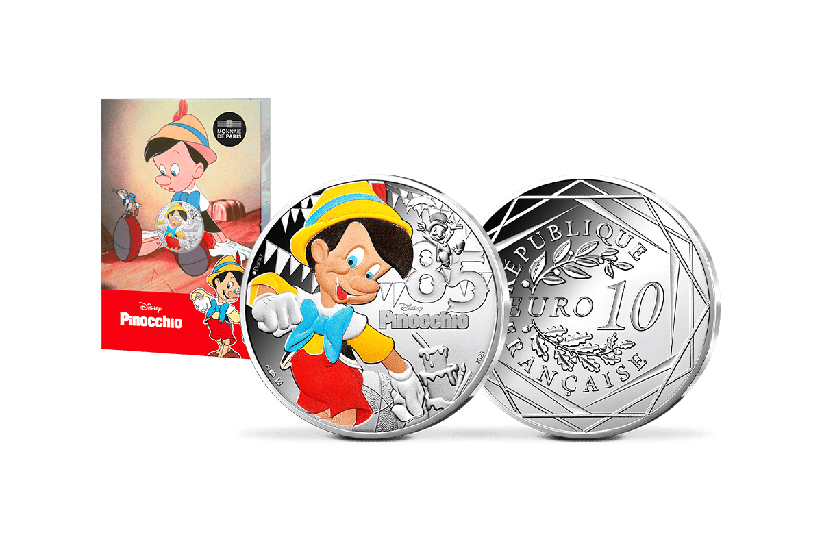 10-Euro-Silbermünze Frankreich Pinocchio
