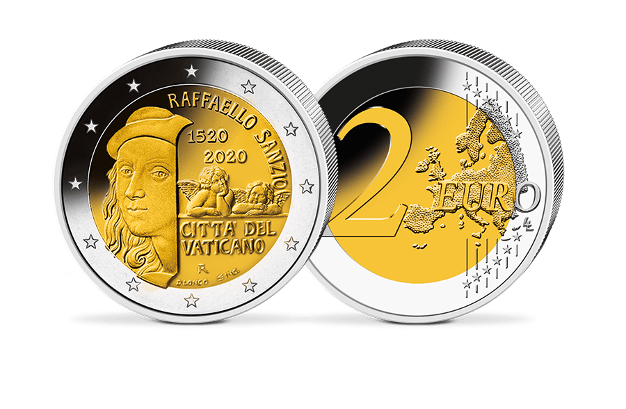 2-Euro-Gedenkmünze - Vatikan 2020 - 500. Todestag Raffaello Sanzio 2-Euro-Gedenkmünze - Vatikan 2020 - 500. Todestag Raffaello Sanzio