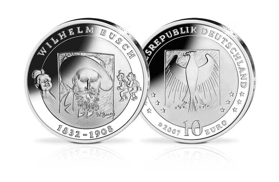 10-Euro-Münze 175. Geburtstag Wilhelm Busch 10-Euro-Münze 175. Geburtstag Wilhelm Busch