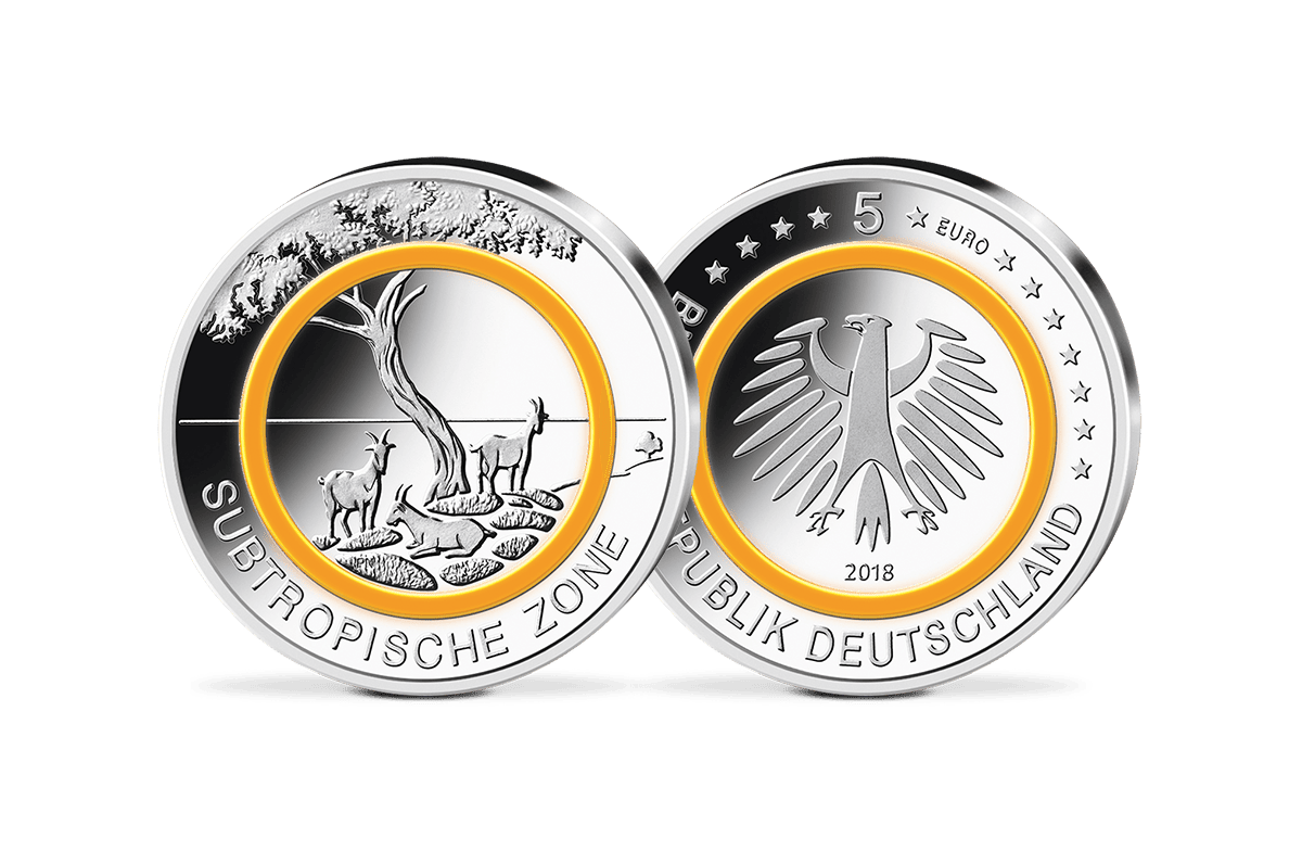 5-Euro-Münze 2018 Subtropische Zone mit Polymer-Ring