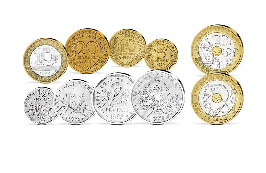 Kursmünzensatz Frankreich inkl. 20 Francs-Trimetallmünze