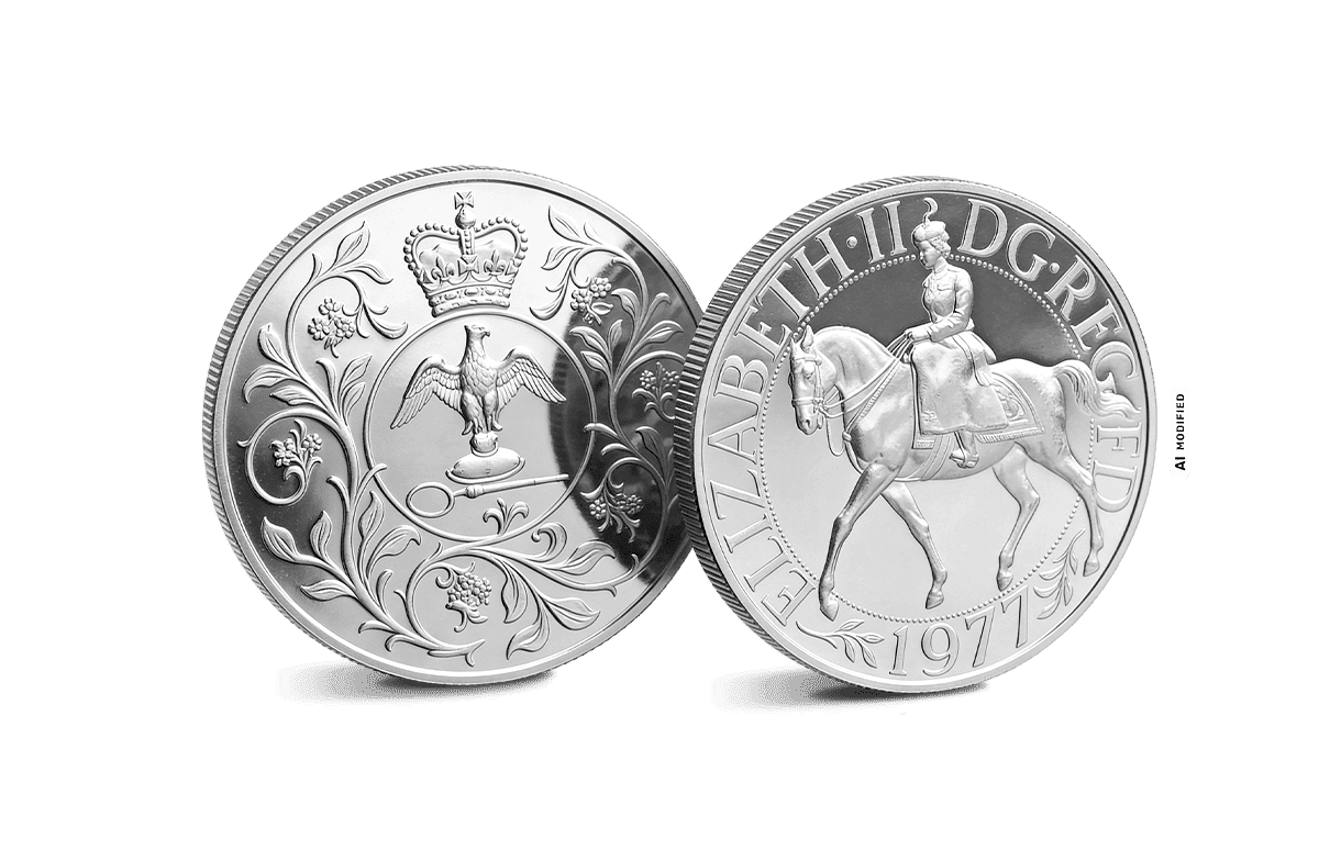 Crown-Size-Münze Vereinigtes Königreich 1977 - 25 Jahre Krönungsjubiläum Queen Elizabeth II