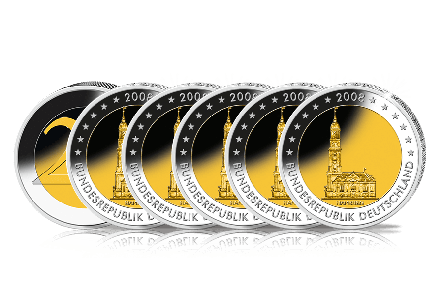 2-Euro-Münz-Komplett-Satz 2008: Hamburg 2-Euro-Münz-Komplett-Satz 2008: Hamburg