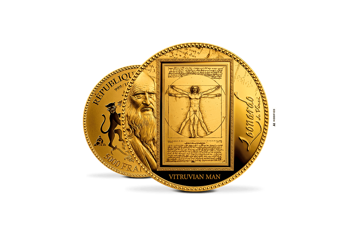 Goldmünze Vitruvianischer Mensch