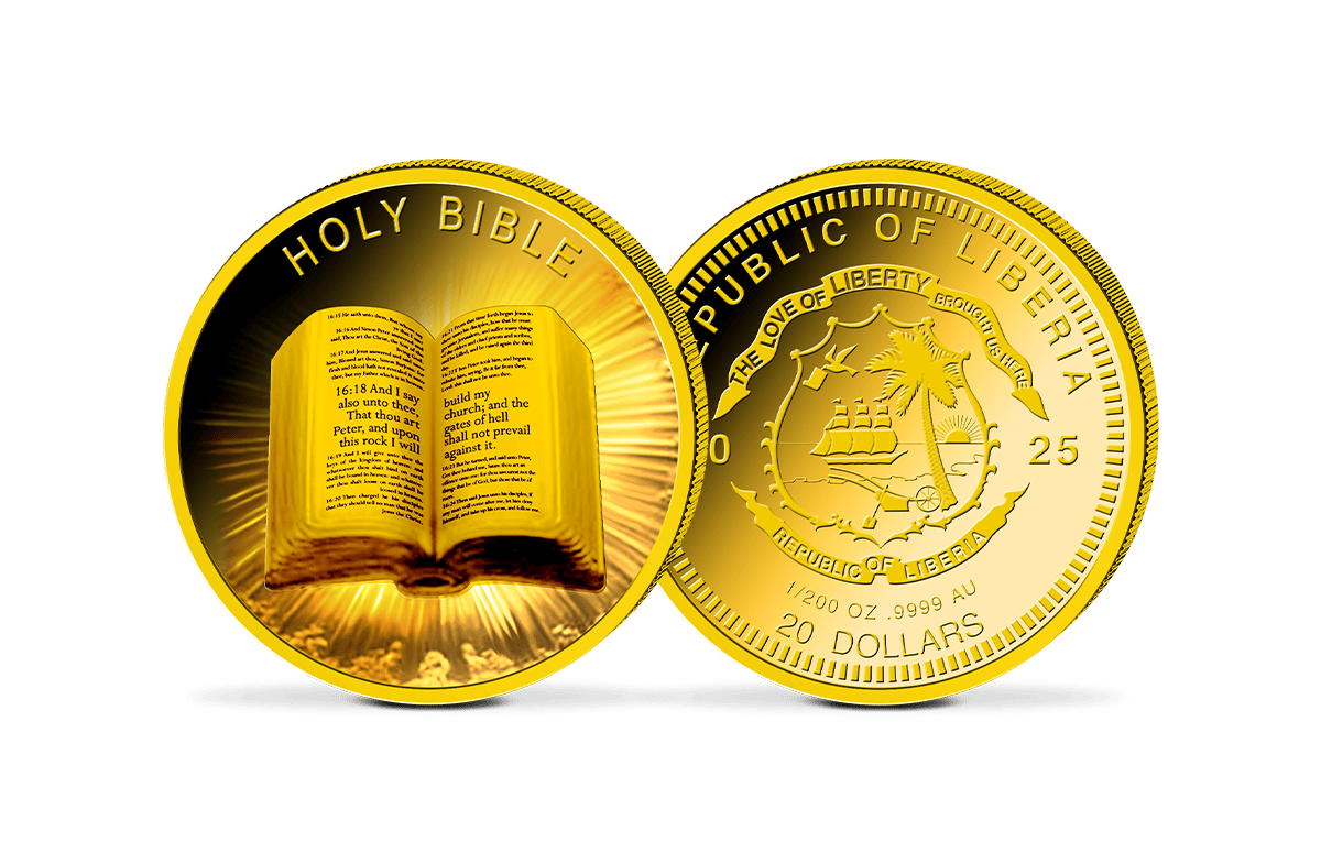 Goldmünze Die Bibel