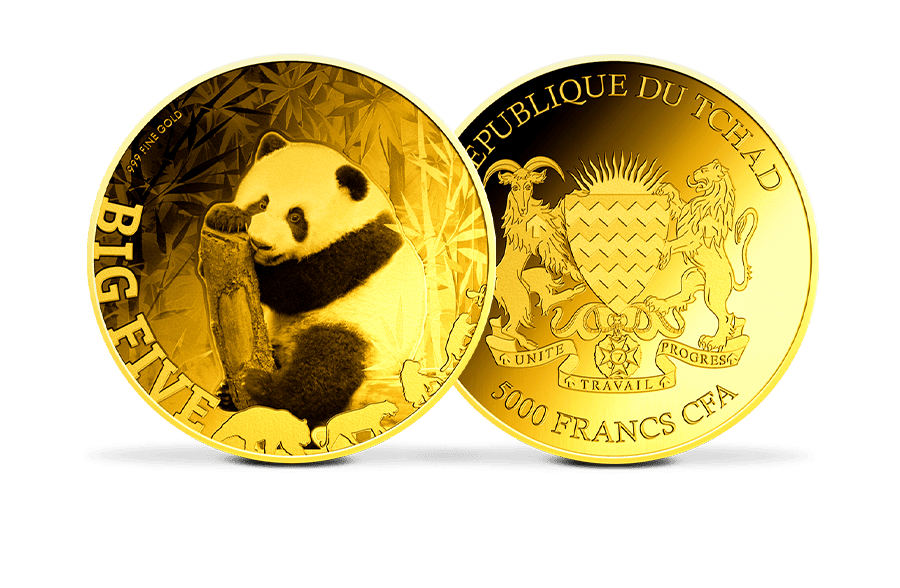 Giganten-Goldmünze Big Five Panda Baby