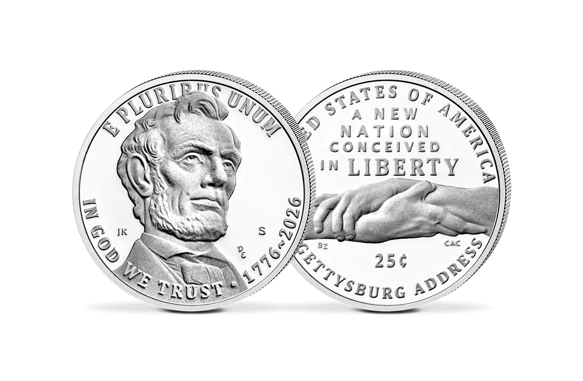 Quarter-Dollar-Münze USA Gettysburg Address 2026