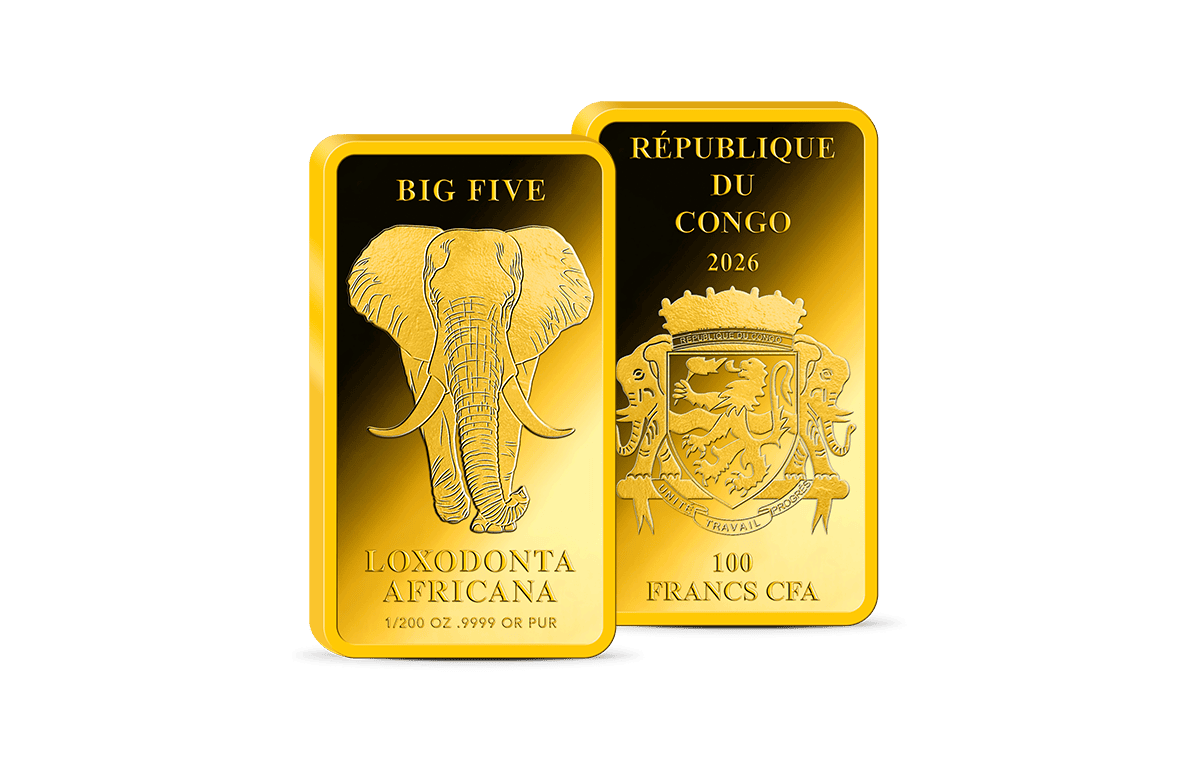 Gold-Münzbarren Big Five Elefant