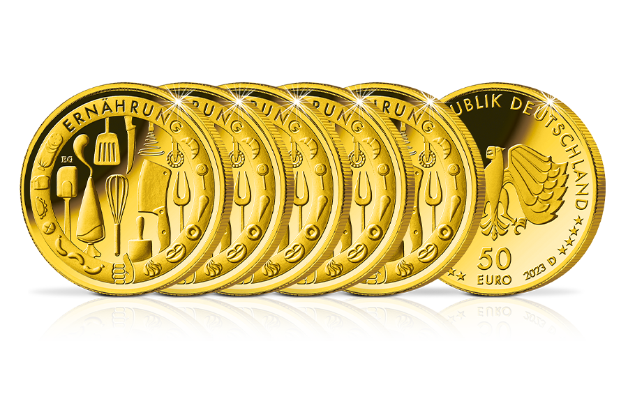 5x50-Euro-Goldmünze 2023 Ernährung Komplettsatz 5x50-Euro-Goldmünze 2023 Ernährung Komplettsatz