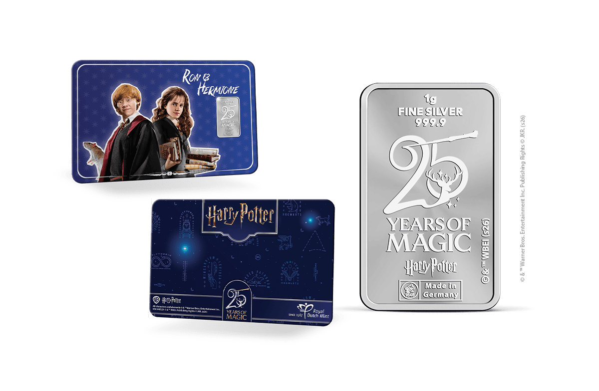 Silber-Barren Ron & Hermione in offizieller Coincard 