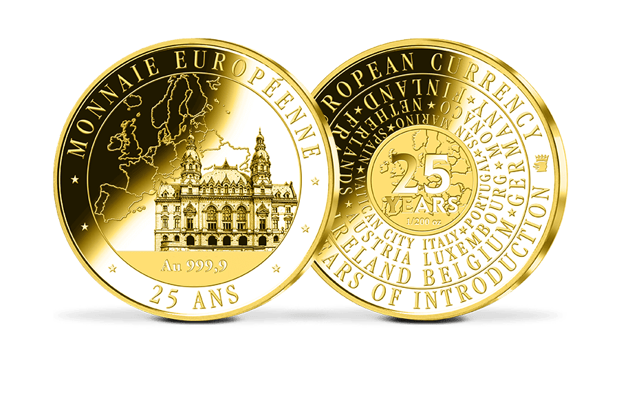 Gold-Gedenkprägung 25 Jahre Euro-Währung - Monaco