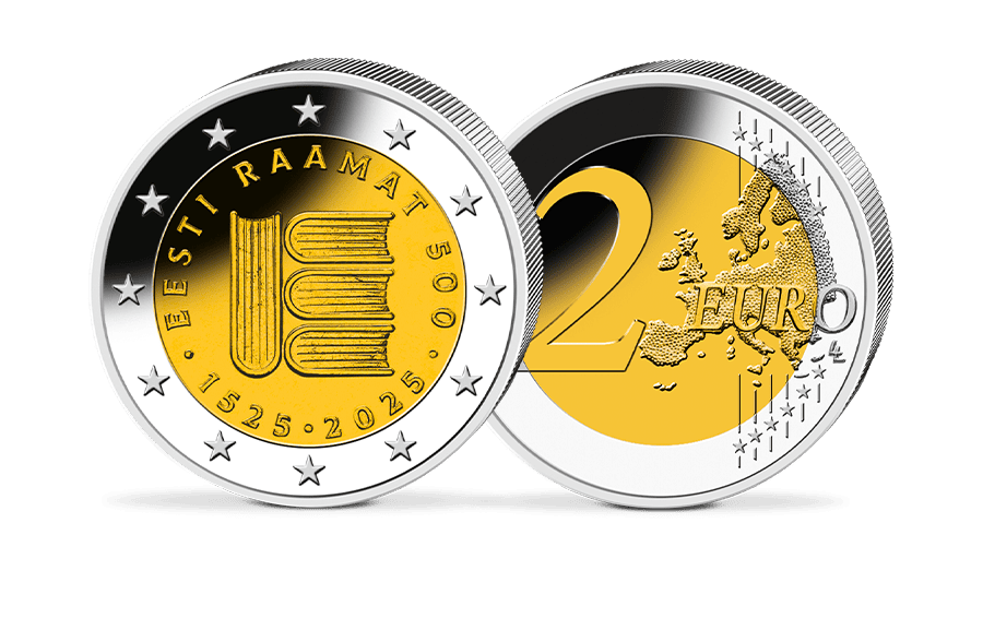 2-Euro-Gedenkmünze Estland 2025 - 500 Jahre Bücher 
