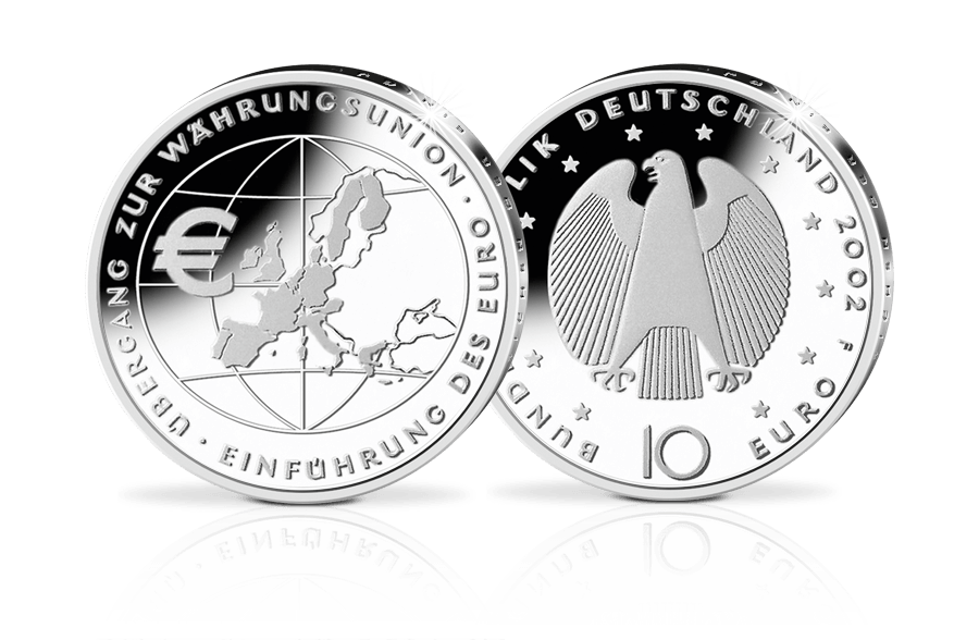 10-Euro-Münze Währungsunion – Einführung des Euro 10-Euro-Münze Währungsunion – Einführung des Euro