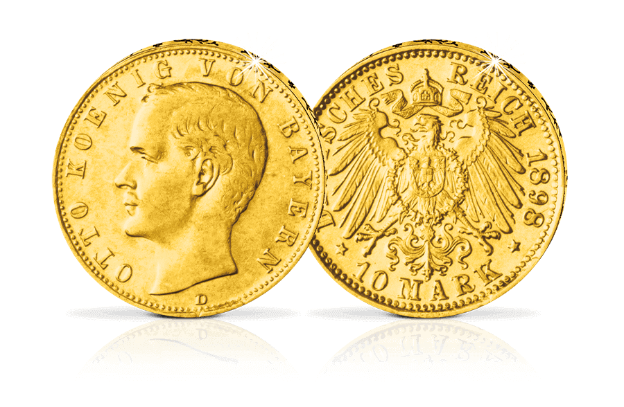 Goldmünze 10 Gold-Mark Otto König von Bayern J. 201