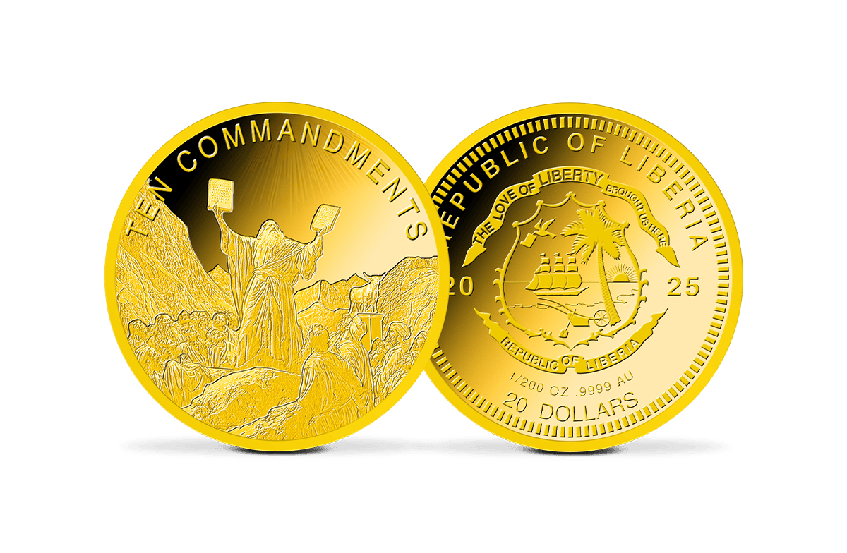 Dollar-Goldmünze Die Zehn Gebote auf dem Berg Sinai