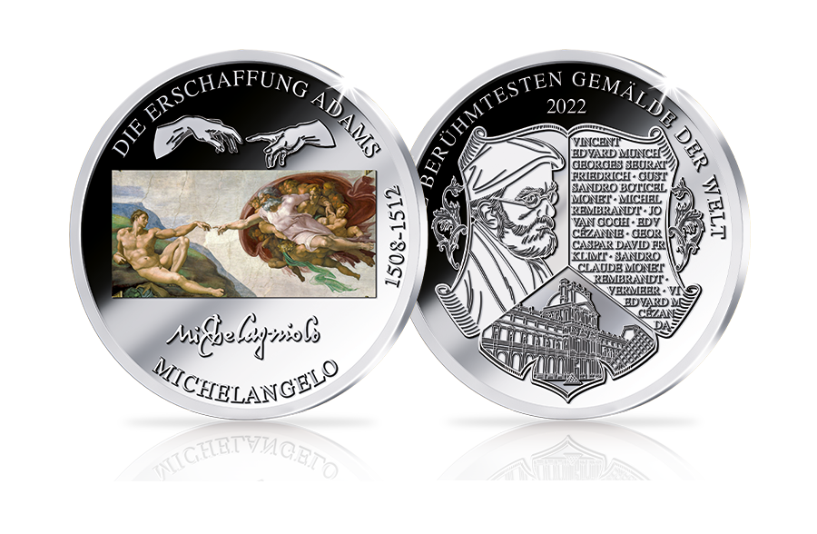 Piedfort-Prägung Michelangelo – Die Erschaffung Adams