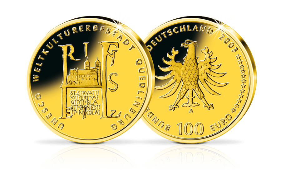 Die 100-Euro-Goldmünze Weltkulturerbe Quedlinburg Die 100-Euro-Goldmünze Weltkulturerbe Quedlinburg