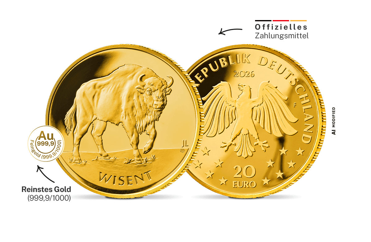 20-Euro-Goldmünze Deutschland Rückkehr der Wildtiere – Wisent 2026 