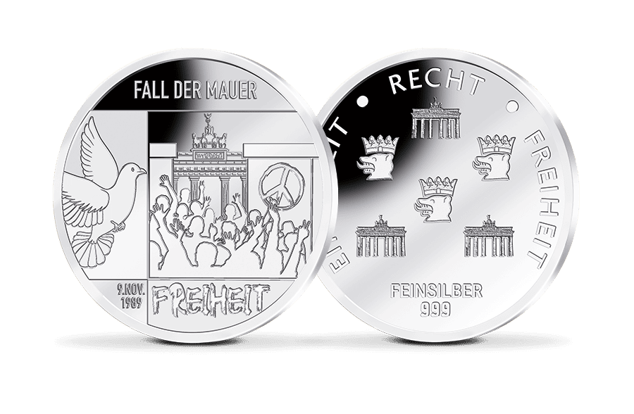 Silber-Gedenkprägung Fall der Mauer 9.11.89