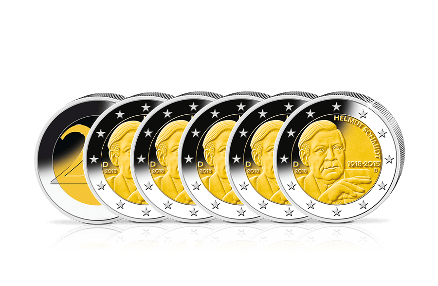 2-Euro-Münz-Komplett-Satz: Helmut Schmidt