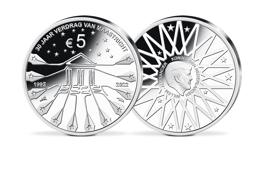 5-Euro-Münze Niederlande - 30 Jahre Vertrag von Maastricht 5-Euro-Münze Niederlande - 30 Jahre Vertrag von Maastricht
