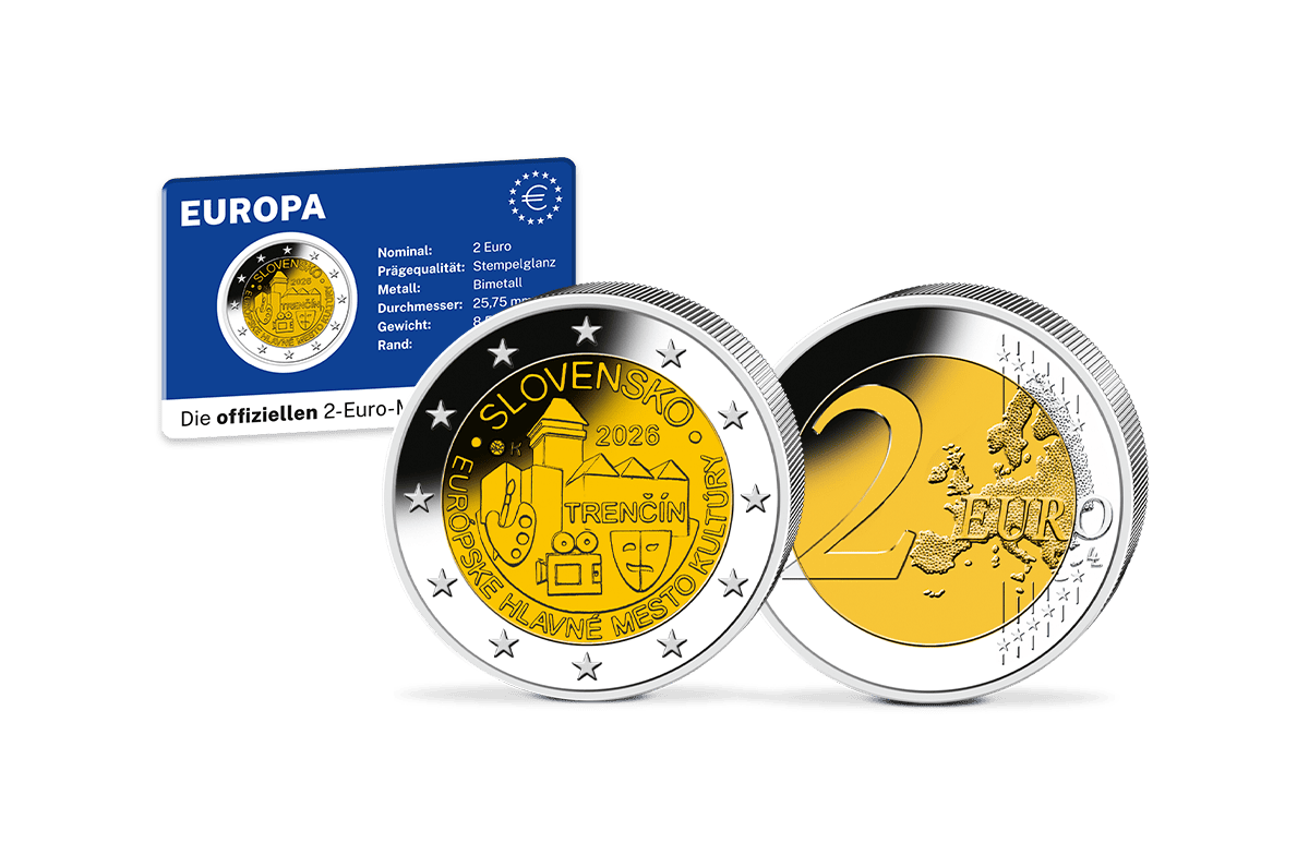 2-Euro-Gedenkmünze Slowakei - Trenčín – Kulturhauptstadt Europas 2026