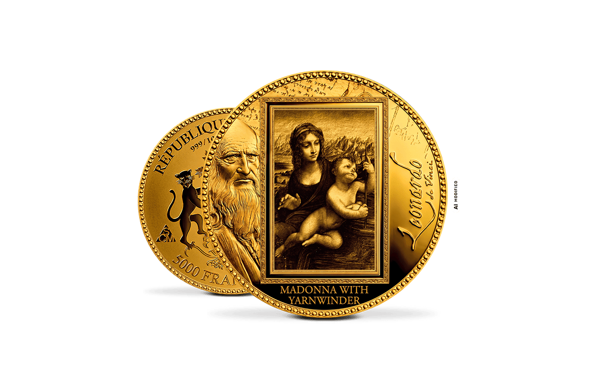 Goldmünze Madonna mit der Spindel