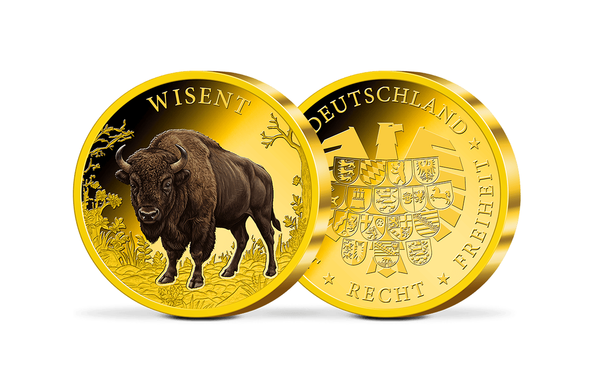 Piedfort-Gedenkprägung Wisent 