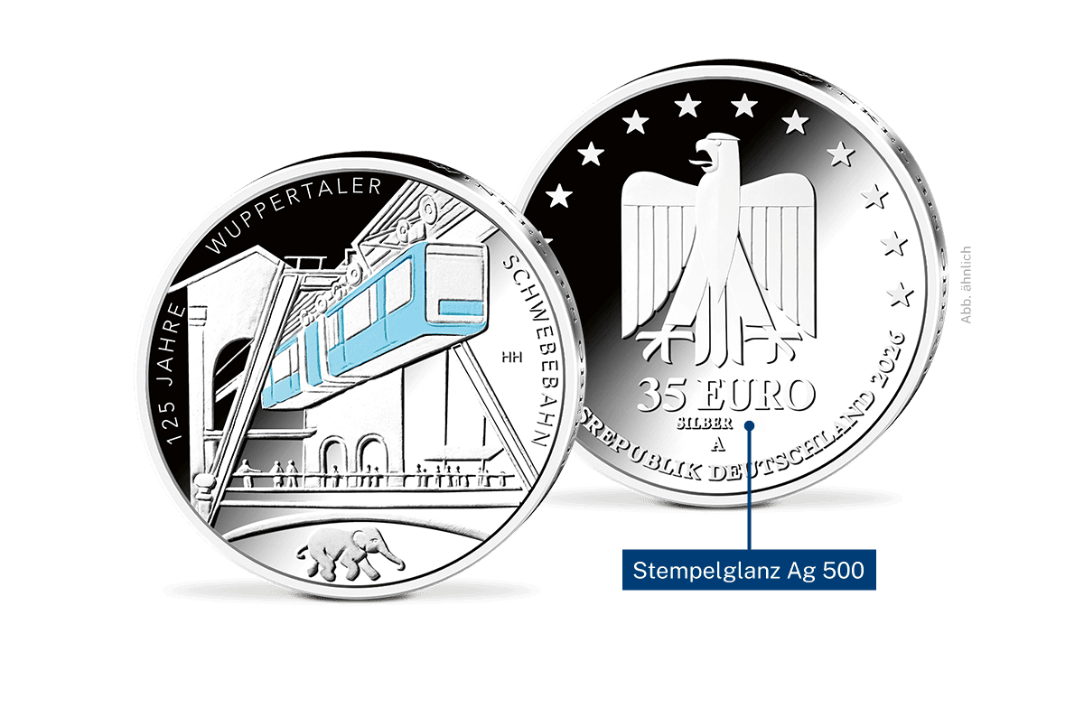 35 Euro Silbermünze 125 Jahre Wuppertaler Schwebebahn