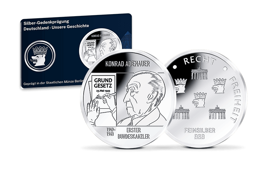 Silber-Gedenkprägung Konrad Adenauer