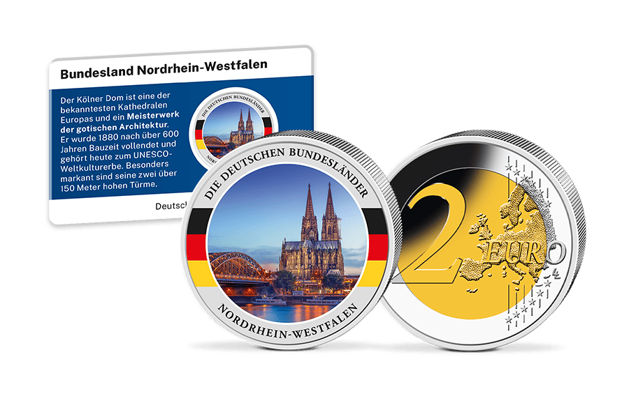 2-Euro-Münze mit Kaltemaille Nordrhein-Westfalen - Kölner Dom