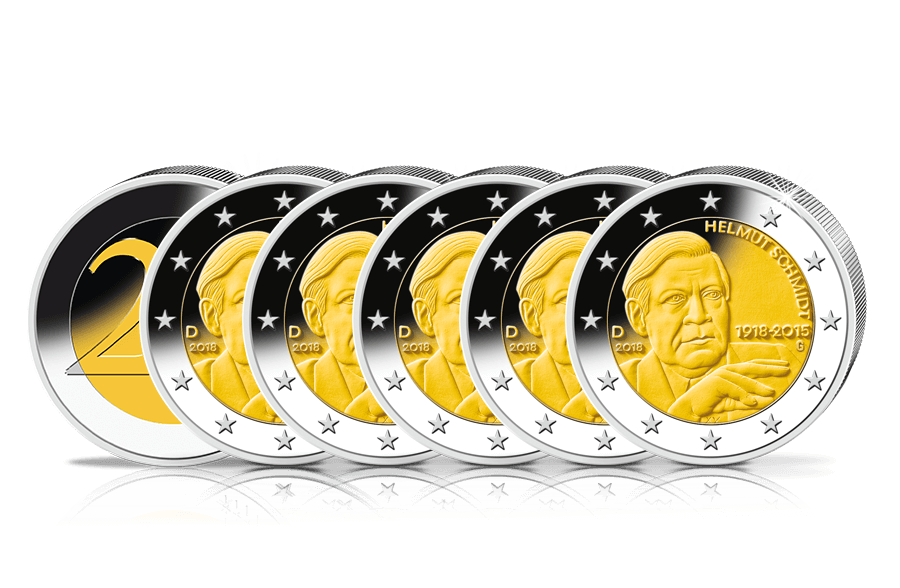 2-Euro-Gedenkmünzen-Satz Deutschland 100. Geburtstag Helmut Schmidt