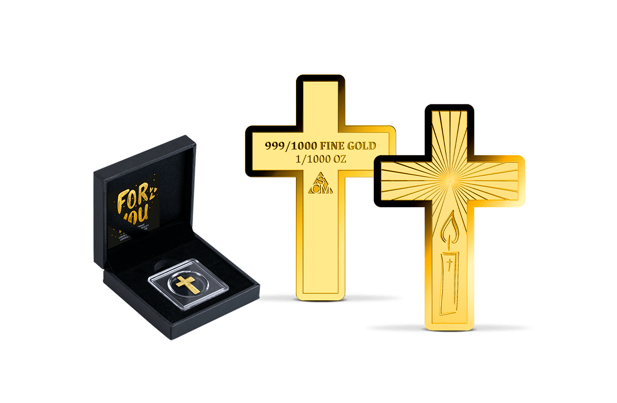 Goldprägung Kreuz