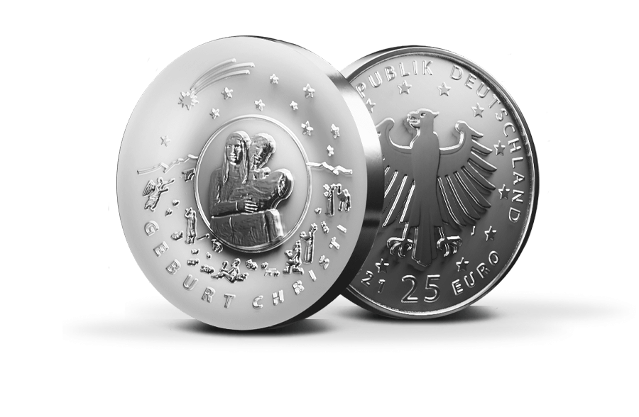25-Euro-Münze Weihnachten 2021 – Geburt Christi in Spiegelglanz 25-Euro-Münze Weihnachten 2021 – Geburt Christi in Spiegelglanz