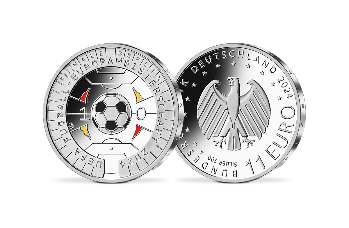 11-Euro-Münze zur Fußball-Europameisterschaft 2024 11-Euro-Münze zur Fußball-Europameisterschaft 2024