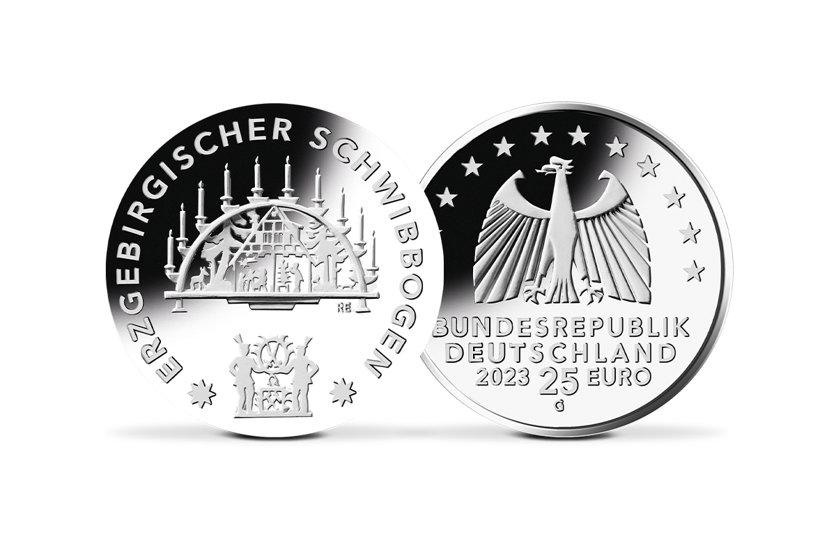 25-Euro-Münze 2023 Erzgebirgischer Schwibbogen 25-Euro-Münze 2023 Erzgebirgischer Schwibbogen