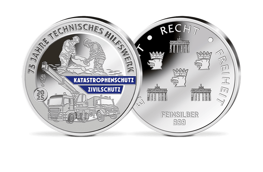 Silber-Gedenkprägung 75 Jahre Technisches Hilfswerk Silber-Gedenkprägung 75 Jahre Technisches Hilfswerk