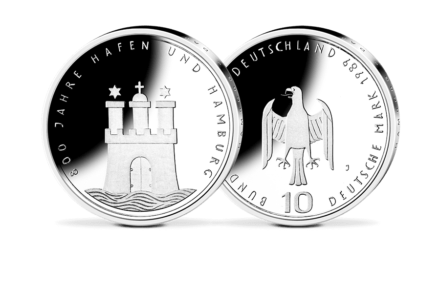 10-DM-Münze 800 Jahre Hafen und Hamburg