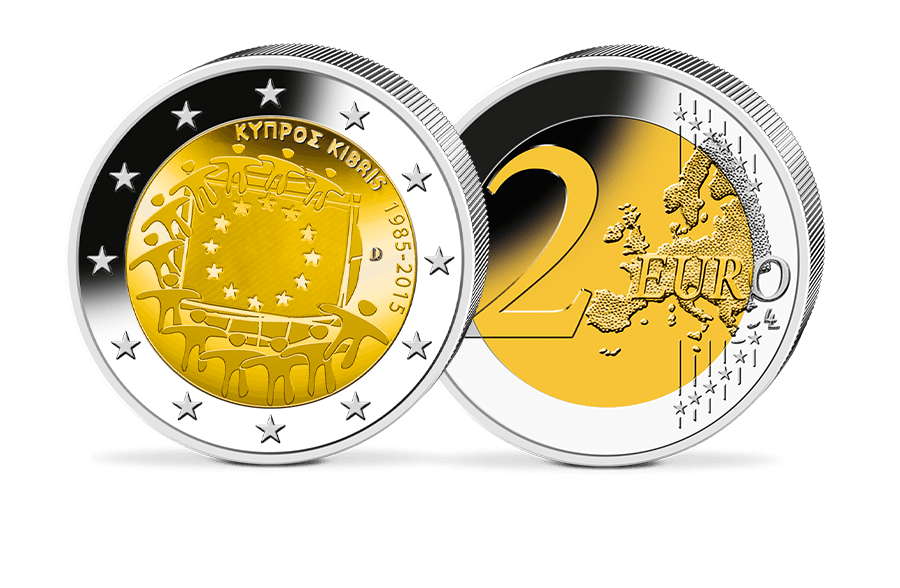 2-Euro-Gedenkmünze - Zypern 2015 - 30 Jahre Europaflagge 2-Euro-Gedenkmünze - Zypern 2015 - 30 Jahre Europaflagge